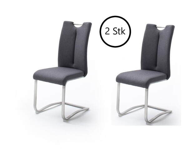 Esszimmerstuhl >Kerrin< (2-er Set) in Anthrazit aus Metall - 45x102x58cm (BxHxT)