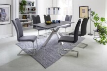Esszimmerstuhl >Kerrin< (2-er Set) in Anthrazit aus Metall - 45x102x58cm (BxHxT)