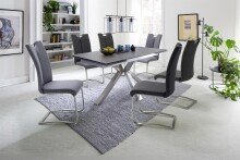 Esszimmerstuhl >Kerrin< (2-er Set) in Anthrazit aus Metall - 45x102x58cm (BxHxT)