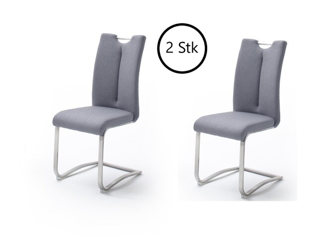 Esszimmerstuhl >Kerrin< (2-er Set) in Grau aus Metall - 45x102x58cm (BxHxT)