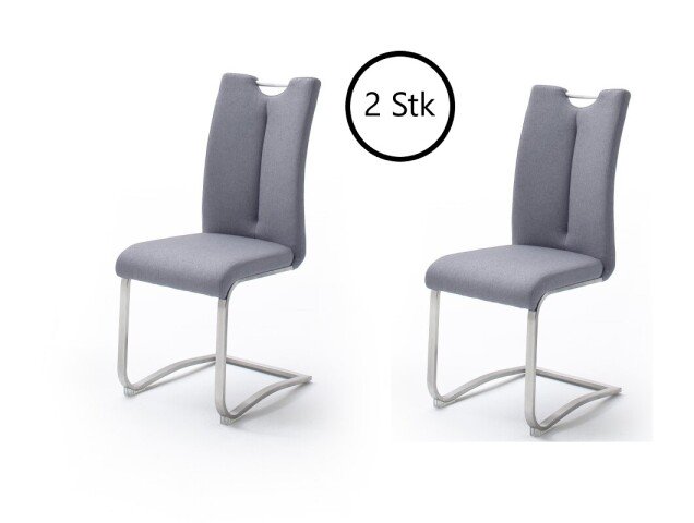 Esszimmerstuhl >Kerrin< (2-er Set) in Grau aus Metall - 45x102x58cm (BxHxT)