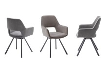 Esszimmerstuhl >Agrafa< (2-er Set) in Grau aus Metall - 58x90x60cm (BxHxT)