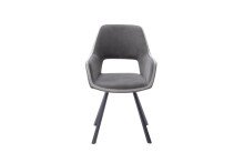 Esszimmerstuhl >Agrafa< (2-er Set) in Grau aus Metall - 58x90x60cm (BxHxT)