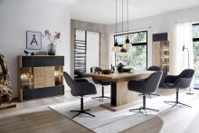 Esszimmerstuhl >Melrose< (2-er Set) in Anthrazit aus Metall - 64x88x64cm (BxHxT)