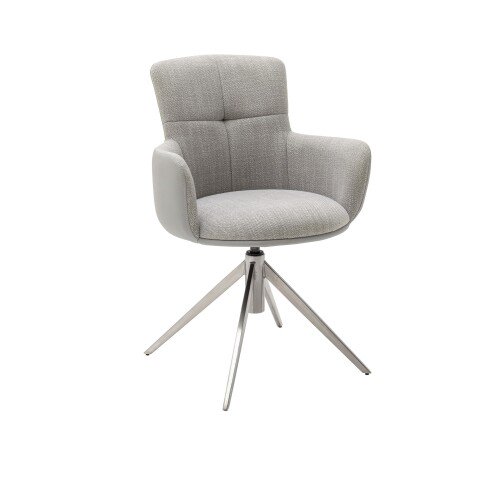 Esszimmerstuhl >Megara< (2-er Set) in Grau aus Metall - 60x87x64cm (BxHxT)