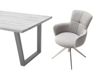 Esszimmerstuhl >Megara< (2-er Set) in Grau aus Metall - 60x87x64cm (BxHxT)
