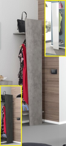 Garderobenpaneel >Viterbo< Beton oder Schiefer oder Weiß-Hochglanz