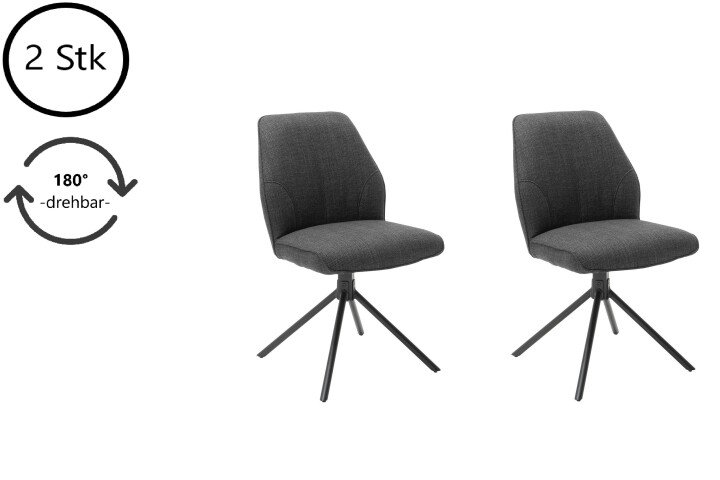 Esszimmerstuhl >Pettau< (2-er Set) in Anthrazit aus Metall - 49x88x63cm (BxHxT)