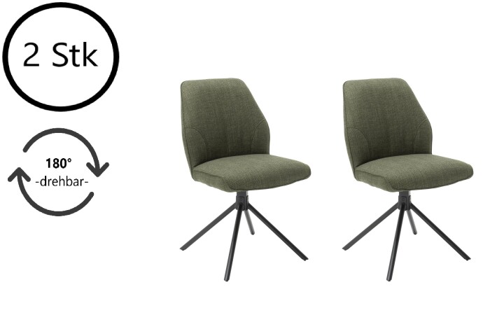 Esszimmerstuhl >Pettau< (2-er Set) in Olive aus Metall - 49x88x63cm (BxHxT)