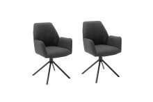Esszimmerstuhl >Pettau< (2-er Set) in Anthrazit aus Metall - 59x88x63cm (BxHxT)