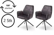 Polsterdrehstuhl >Ottawa< (2-er Set) in Anthrazit aus Metall - 60x89x64cm (BxHxT)