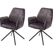 Polsterdrehstuhl >Ottawa< (2-er Set) in Anthrazit aus Metall - 60x89x64cm (BxHxT)
