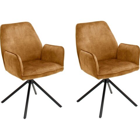 Polsterdrehstuhl >Ottawa< (2-er Set) in Curry aus Metall - 60x89x64cm (BxHxT)