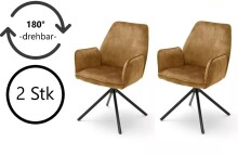 Polsterdrehstuhl >Ottawa< (2-er Set) in Curry aus Metall - 60x89x64cm (BxHxT)