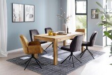 Polsterdrehstuhl >Ottawa< (2-er Set) in Curry aus Metall - 60x89x64cm (BxHxT)