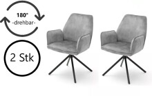 Polsterdrehstuhl >Ottawa< (2-er Set) in Grau aus Metall - 60x89x64cm (BxHxT)