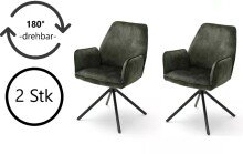 Polsterdrehstuhl >Ottawa< (2-er Set) in Olive aus Metall - 60x89x64cm (BxHxT)