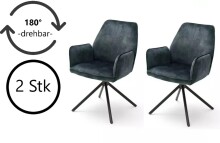 Polsterdrehstuhl >Ottawa< (2-er Set) in Petrol aus Metall - 60x89x64cm (BxHxT)