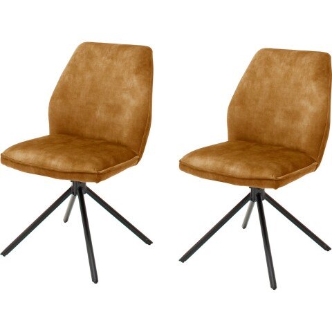 Polsterdrehstuhl >Ottawa< (2-er Set) in Curry aus Metall - 52x89x64cm (BxHxT)