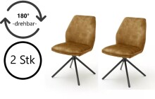 Polsterdrehstuhl >Ottawa< (2-er Set) in Curry aus Metall - 52x89x64cm (BxHxT)