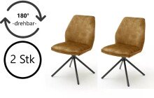 Polsterdrehstuhl >Ottawa< (2-er Set) in Curry aus Metall - 52x89x64cm (BxHxT)