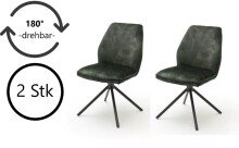 Polsterdrehstuhl >Ottawa< (2-er Set) in Olive aus Metall - 52x89x64cm (BxHxT)