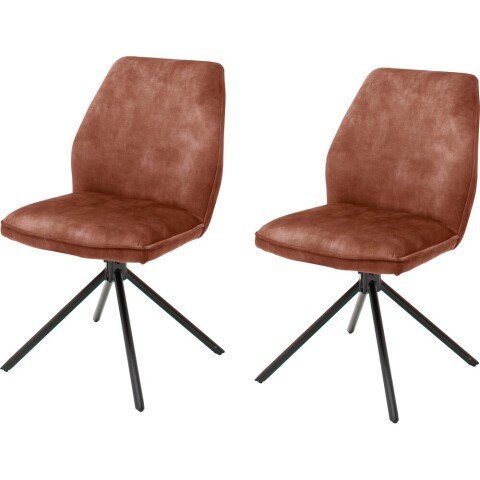 Polsterdrehstuhl >Ottawa< (2-er Set) in Rostbraun aus Metall - 52x89x64cm (BxHxT)