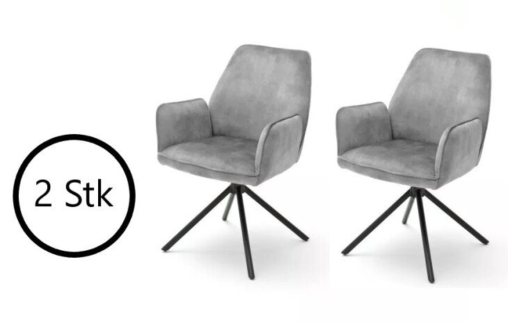 Polsterstuhl >Ottawa< (2-er Set) in Grau aus Metall - 60x89x64cm (BxHxT)