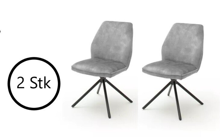 Polsterstuhl >Ottawa< (2-er Set) in Grau aus Metall - 52x89x64cm (BxHxT)