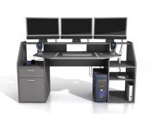 Schreibtisch >Zetel< in Anthrazit - 180x92,5x67,5cm...