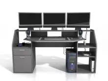 Schreibtisch >Zetel< in Anthrazit - 180x92,5x67,5cm...