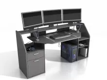Schreibtisch >Zetel< in Anthrazit - 180x92,5x67,5cm...