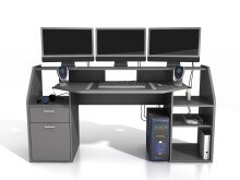 Schreibtisch >Zetel< in Anthrazit - 180x92,5x67,5cm...