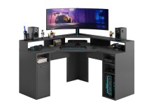 Schreibtisch >Zetel< in Anthrazit - 139x90,5x139cm...