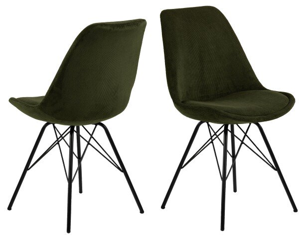 Esszimmerstuhl >Ermina< (2-er Set) in Olivgrün aus Metall - 48,5x85,5x54 (BxHxT)