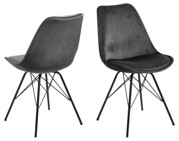 Esszimmerstuhl >Ermina< (2-er Set) in Dunkelgrau - 48,5x85,5x54 (BxHxT)