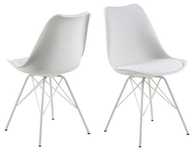 Esszimmerstuhl >Ermina< (2-er Set) in Weiß aus Metall - 48,5x85,5x54cm (BxHxT)