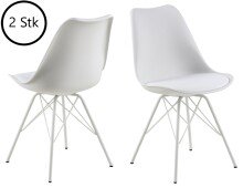 Esszimmerstuhl >Ermina< (2-er Set) in Weiß aus Metall - 48,5x85,5x54cm (BxHxT)
