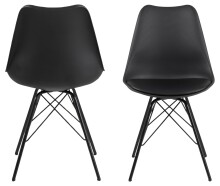 Esszimmerstuhl >Ermina< (2-er Set) in Schwarz aus Metall - 48,5x85,5x54 (BxHxT)