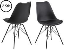 Esszimmerstuhl >Ermina< (2-er Set) in Schwarz aus Metall - 48,5x85,5x54 (BxHxT)