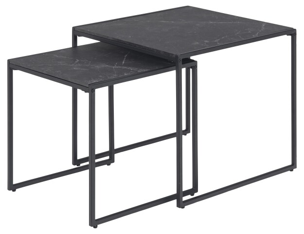 Satztisch >Inverness< in Schwarz matt aus MDF Metall - 50x45x50cm (BxHxT)