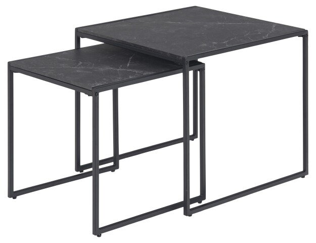 Satztisch >Inverness< in Schwarz matt aus MDF Metall - 50x45x50cm (BxHxT)