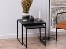 Satztisch >Inverness< in Schwarz matt aus MDF Metall - 50x45x50cm (BxHxT)