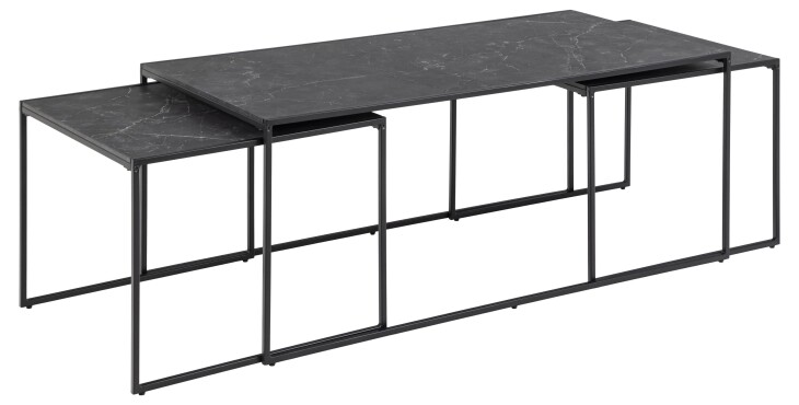 Satztisch >Inverness< (3 teilig) in Schwarz matt - 120x48x60 (BxHxT)