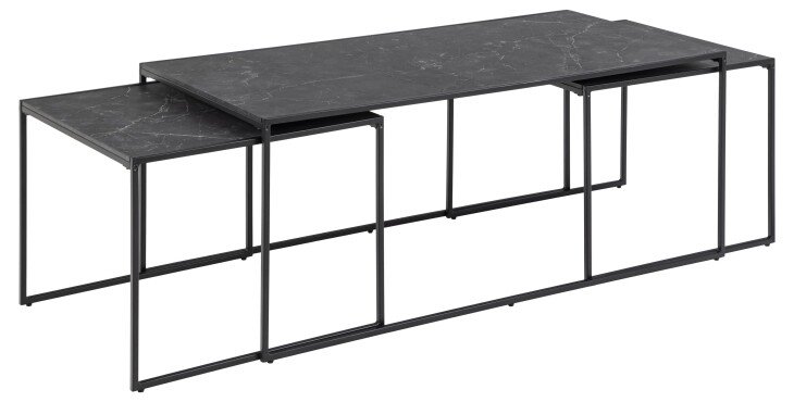 Satztisch >Inverness< (3 teilig) in Schwarz matt - 120x48x60 (BxHxT)