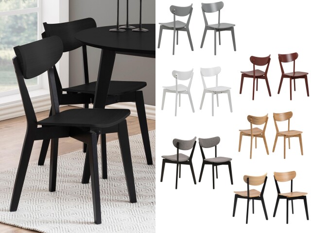Esszimmerstuhl >Roanne< (2-er Set) in  aus Rubberwood - 45x79,5x55cm (BxHxT)