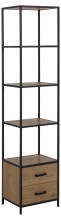 Regal >Carney< in Wildeiche aus Metall,MDF - 42x185x35cm (BxHxT)