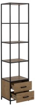 Regal >Carney< in Wildeiche aus Metall,MDF - 42x185x35cm (BxHxT)
