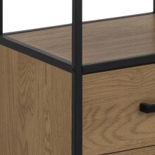 Regal >Carney< in Wildeiche aus Metall,MDF - 42x185x35cm (BxHxT)