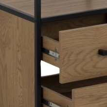 Regal >Carney< in Wildeiche aus Metall,MDF - 42x185x35cm (BxHxT)